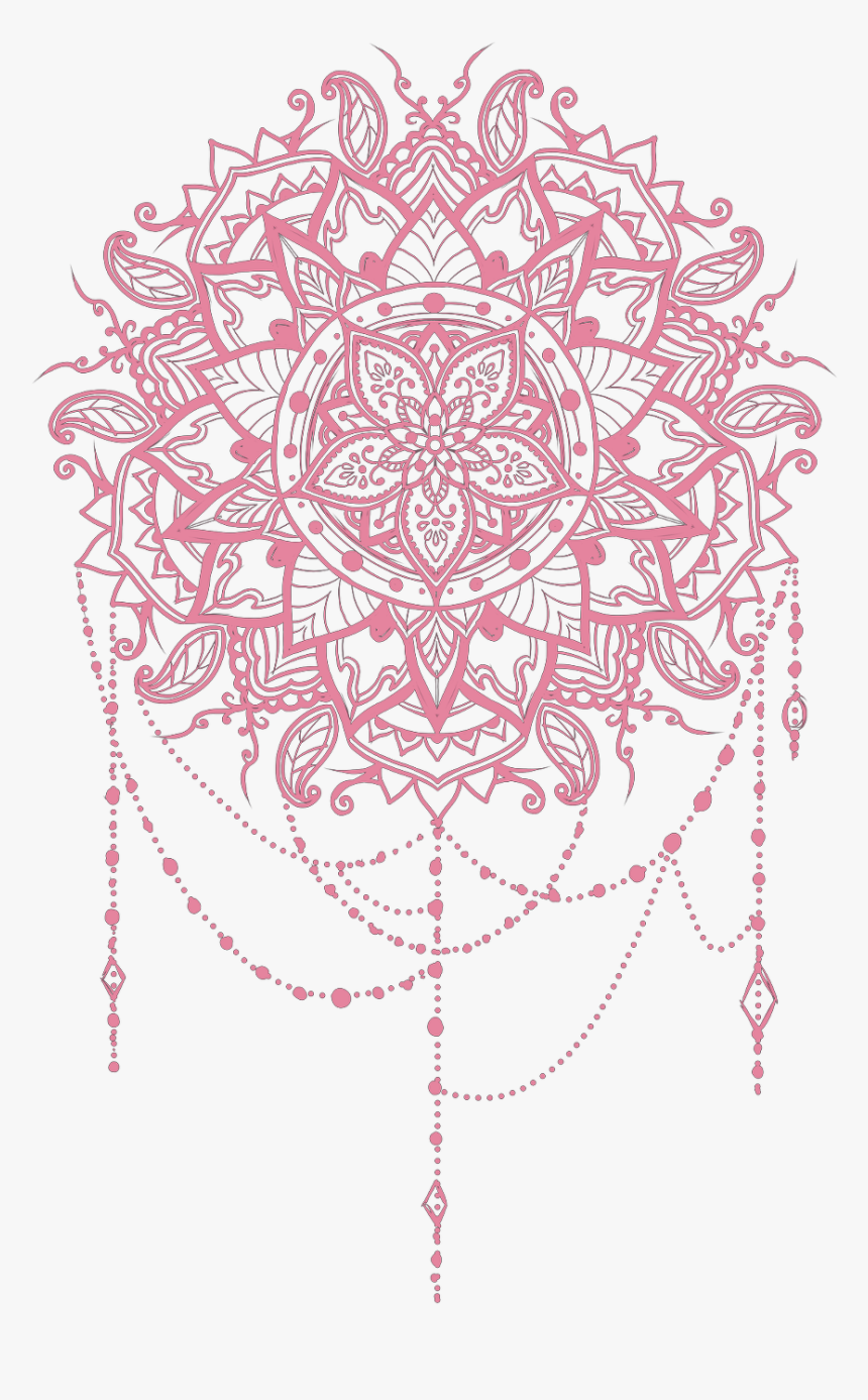 #pink #salmon #mandala #tattoo #design #vector #flower - Drawing Line Mandala Art, HD Png Download