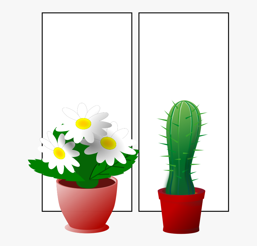 Plants 001 Free Window With Plants - Window Clipart, HD Png Download