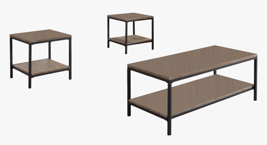 Kinley 3 Piece Gray Wood & Black Metal Frame Modern - Coffee Table, HD Png Download