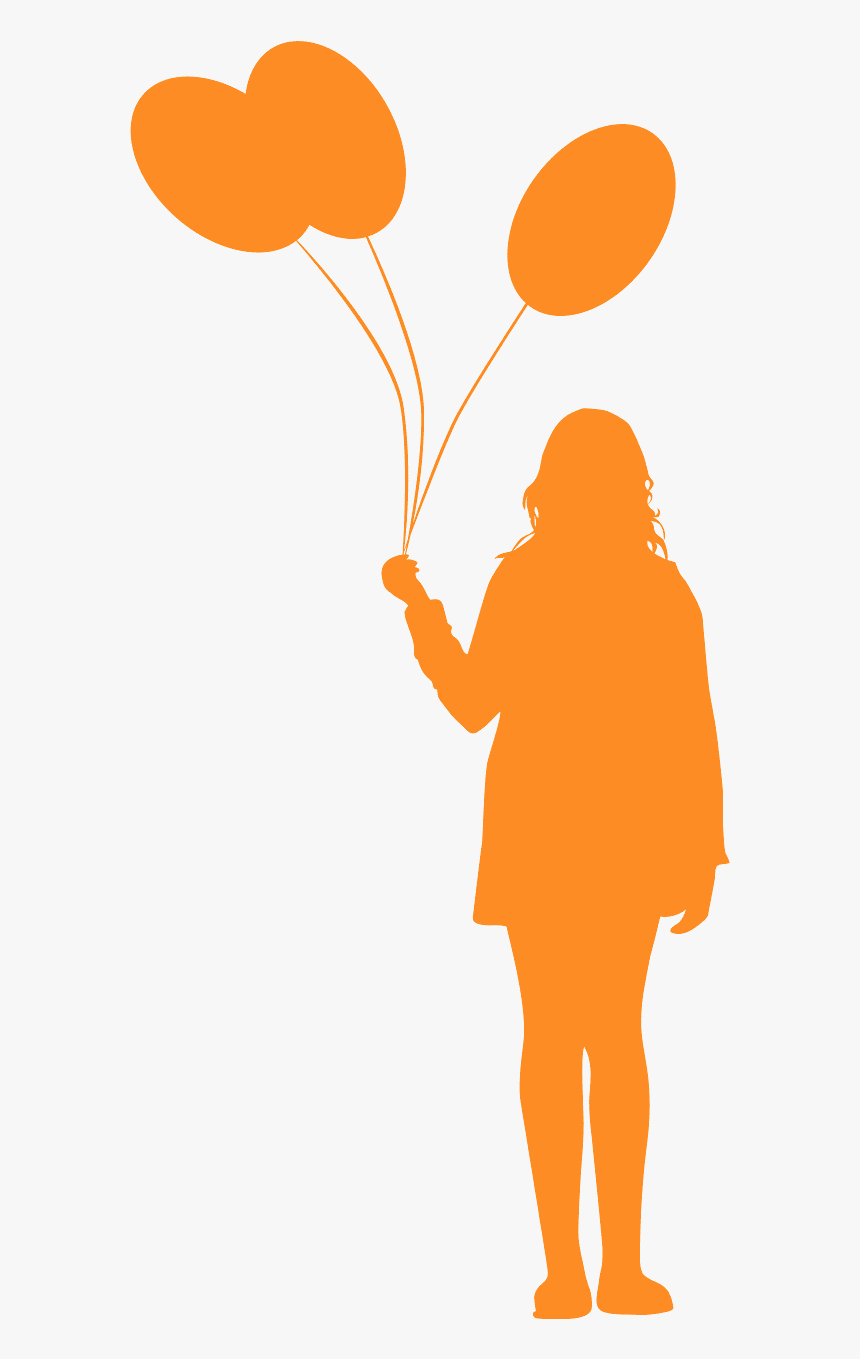 Silhouette Lady Holding Balloon, HD Png Download
