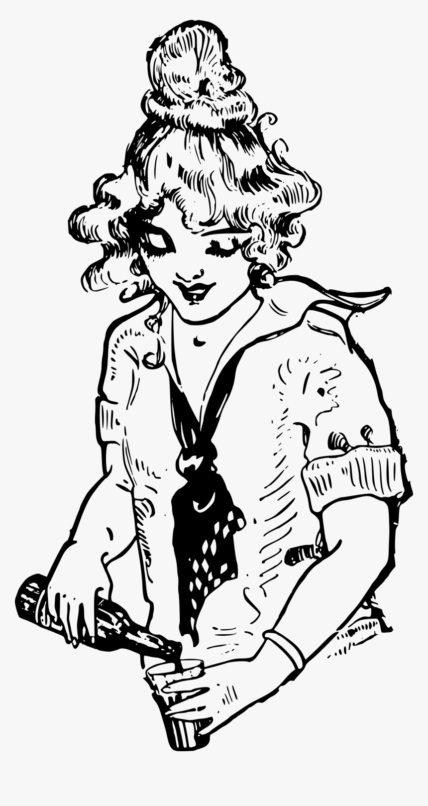 Cute Lady Pours A Drink Clip Arts - Vintage Alcohol Clipart, HD Png Download