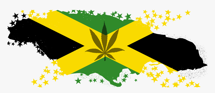 Marijuana And Flag Map Of Jamaica - Jamaica Map Cannabis, HD Png Download