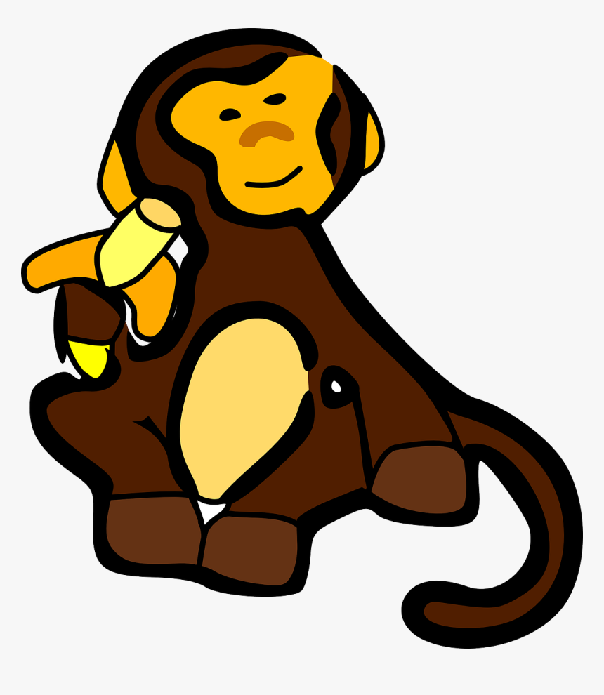 Cartoon Monkey Eating Banana, HD Png Download