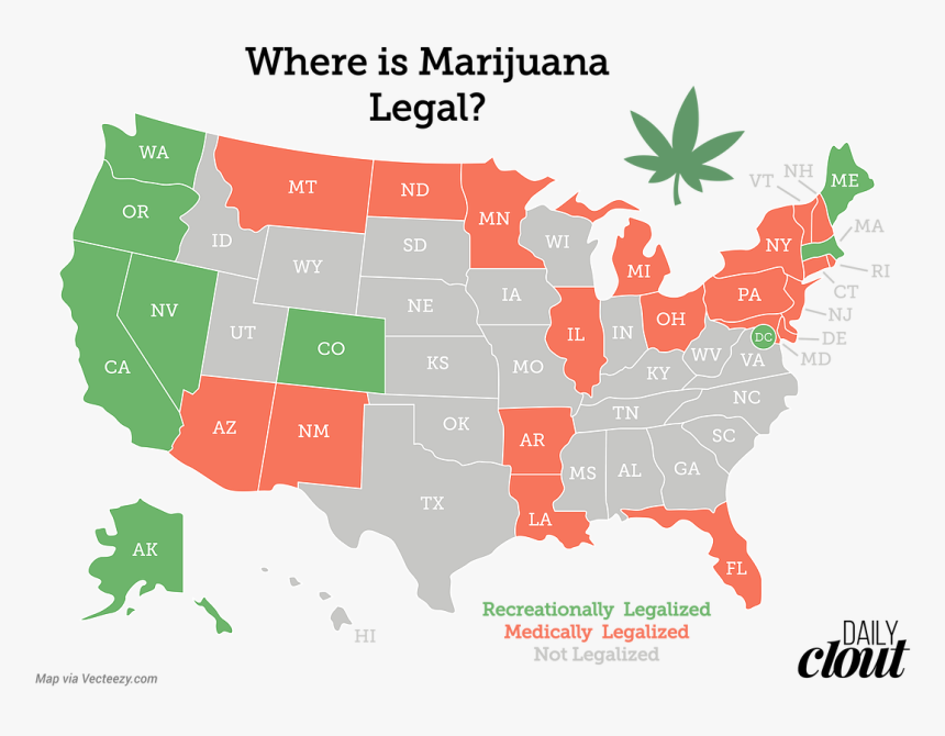 Recreational Marijuana States 2017, HD Png Download