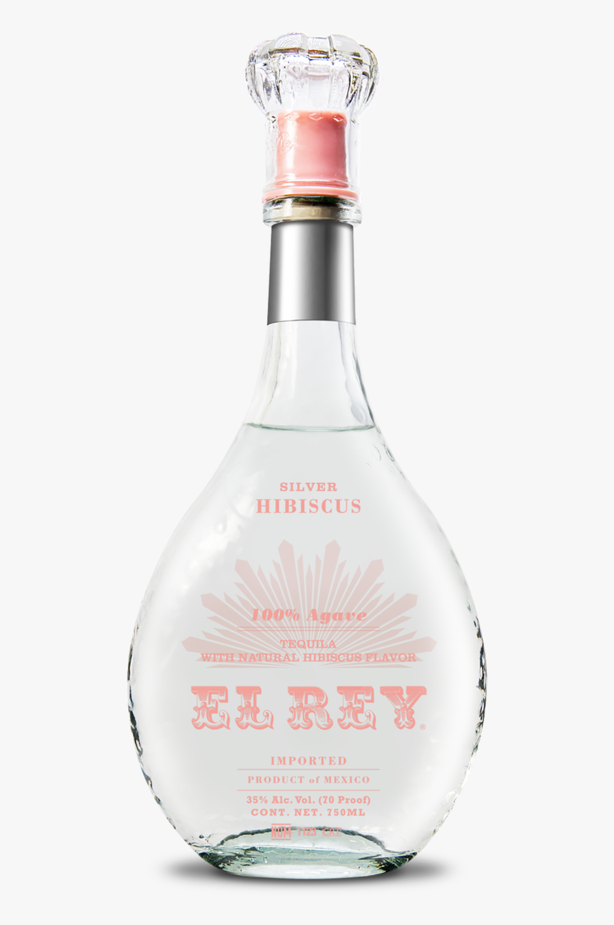 El Rey Silver Hibiscus Tequila - Glass Bottle, HD Png Download