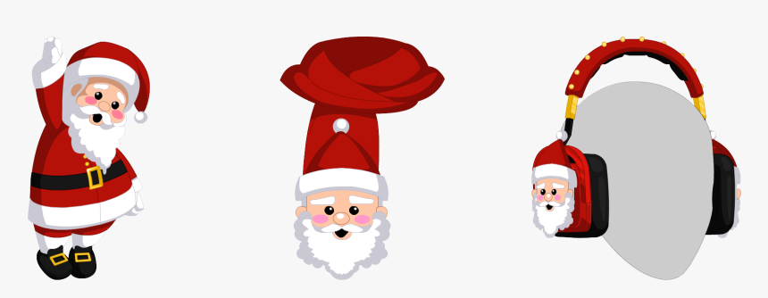 Santa Clipart Scarf - Headphones Santa, HD Png Download