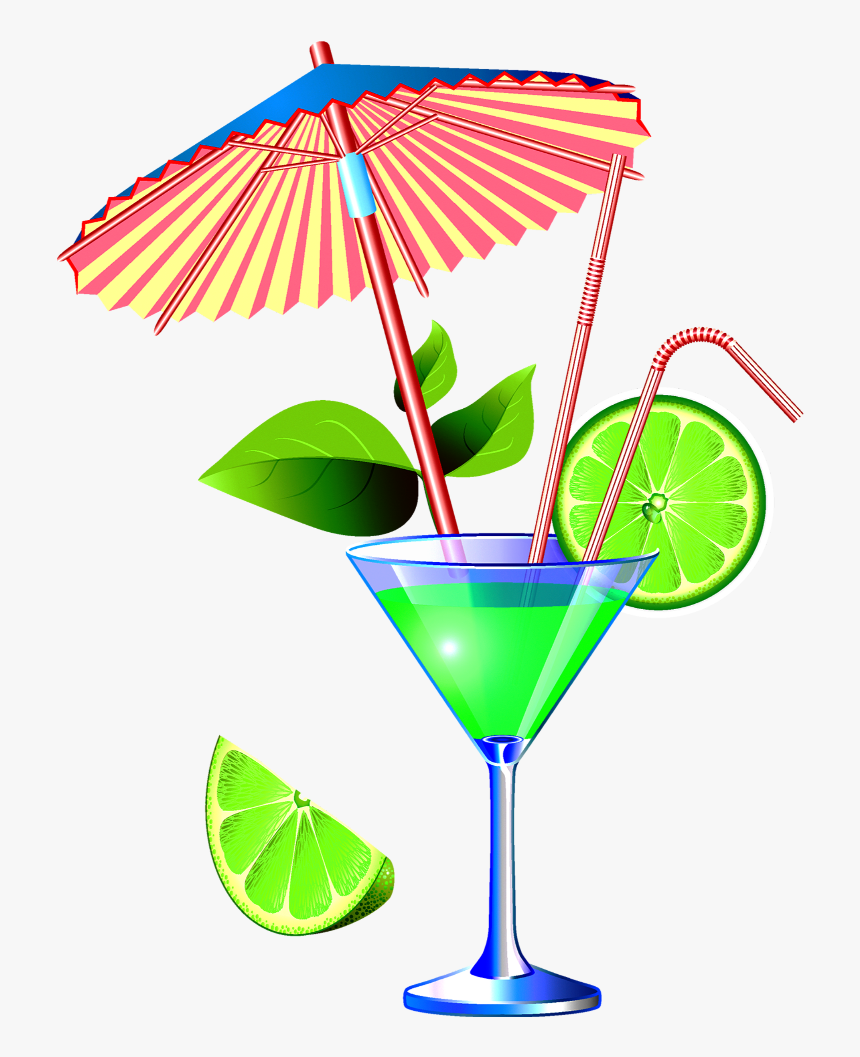#mq #green #drink #umbrella #lime #leaf - Cocktail With Umbrella Clip Art Png, Transparent Png