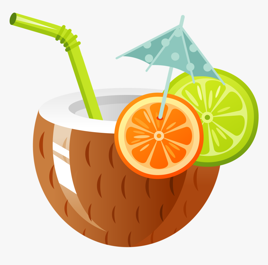Clipart Umbrella Drink - Coconut Drink Clipart, HD Png Download