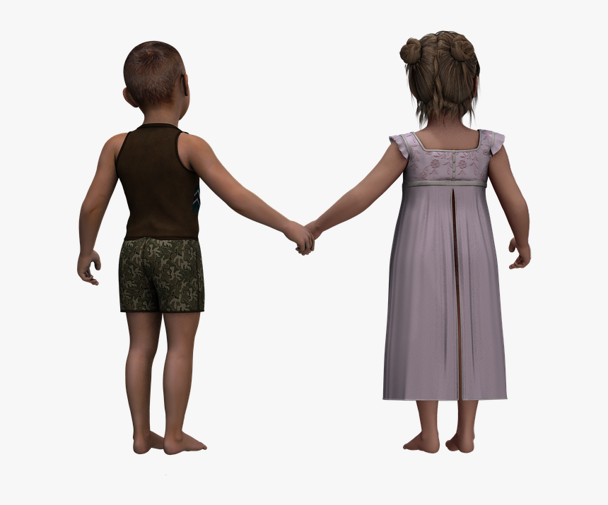 Children Girl Boy Free Picture - Boy And Girl Silhouette Png, Transparent Png