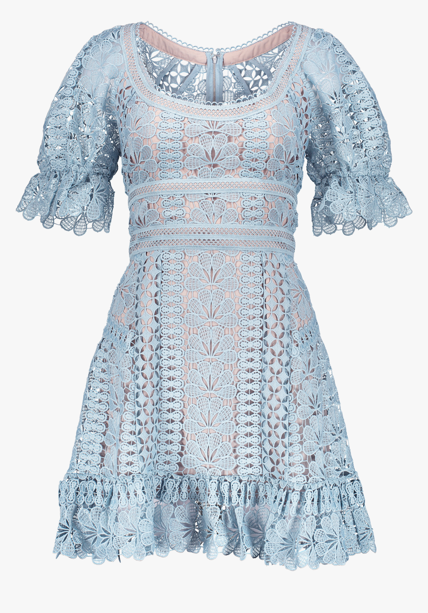 Floral Lace Mini Dress Baby Blue - Self Portrait Baby Blue Dress, HD Png Download