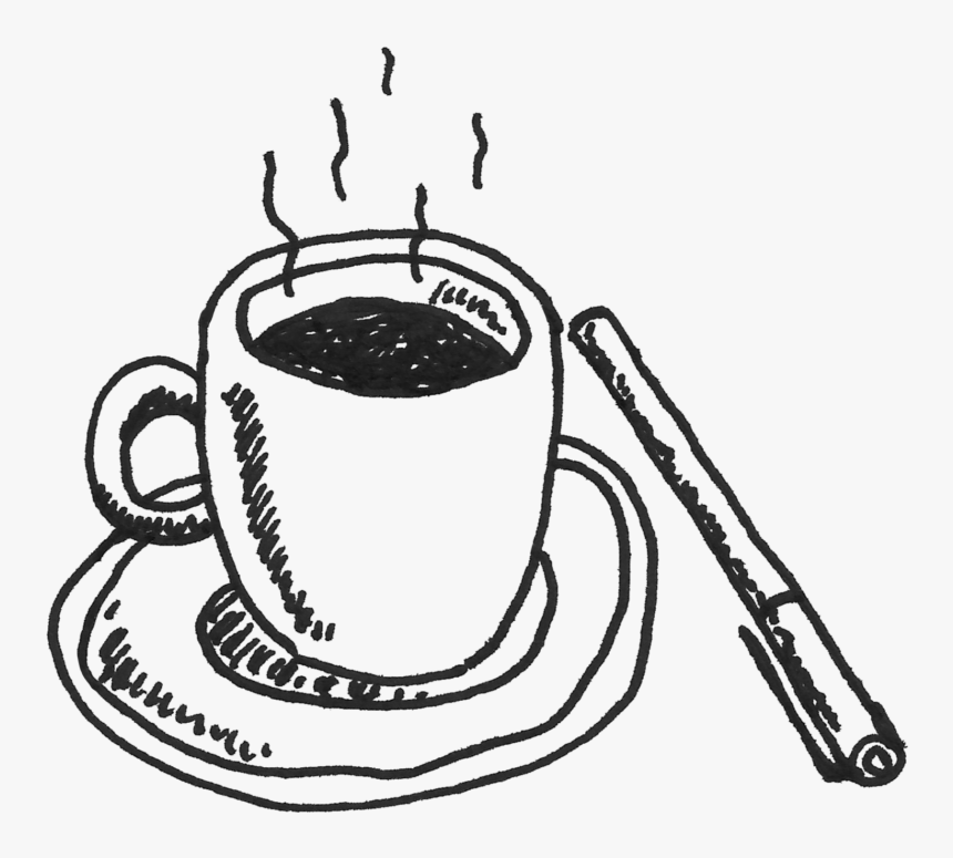Work And Drink Coffee Sketch - Open Book With Coffee Outdoors Rainbow, HD Png Download