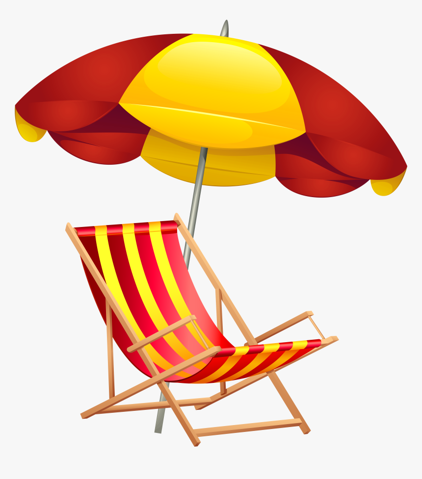Beach Chair And Umbrella Png Clip Art Image, Transparent Png