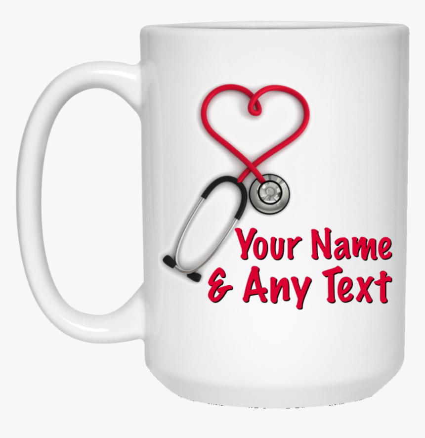 Heart Shaped Stethoscope Your Name And Any Text 21504 - Nurse Mug Amazon, HD Png Download