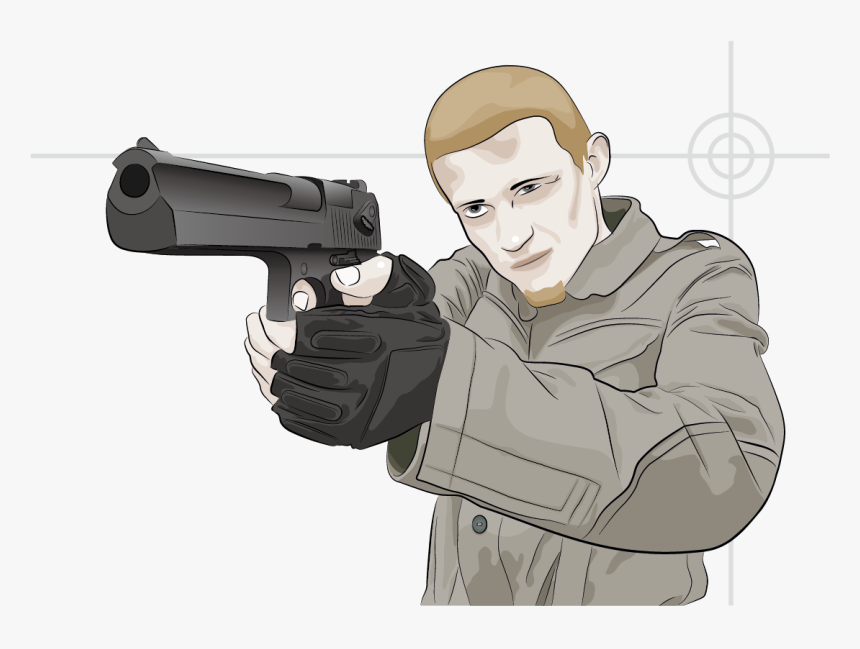 Transparent Gun Clipart Png - Shooting Man Gunman Vector, Png Download