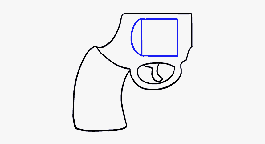 How To Draw Cartoon Revolver - Line Art, HD Png Download