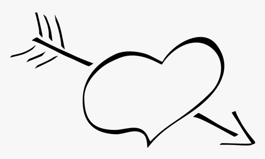 Hearts Clipart Arrow Clip Art Pencil And In Color Hearts - Heart Arrow Clipart Black And White, HD Png Download