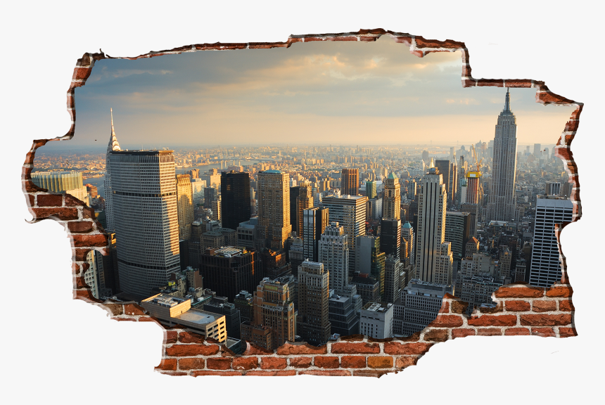 Zapwalls Decals Breaking Wall New York City Skyline - New York City, HD Png Download