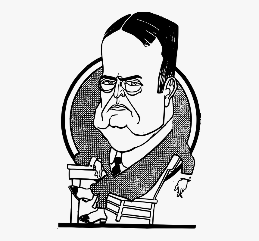 Cartoon, Desk, Fat, Male, Man, Retro - Fat Politician Cartoon Sitting, HD Png Download