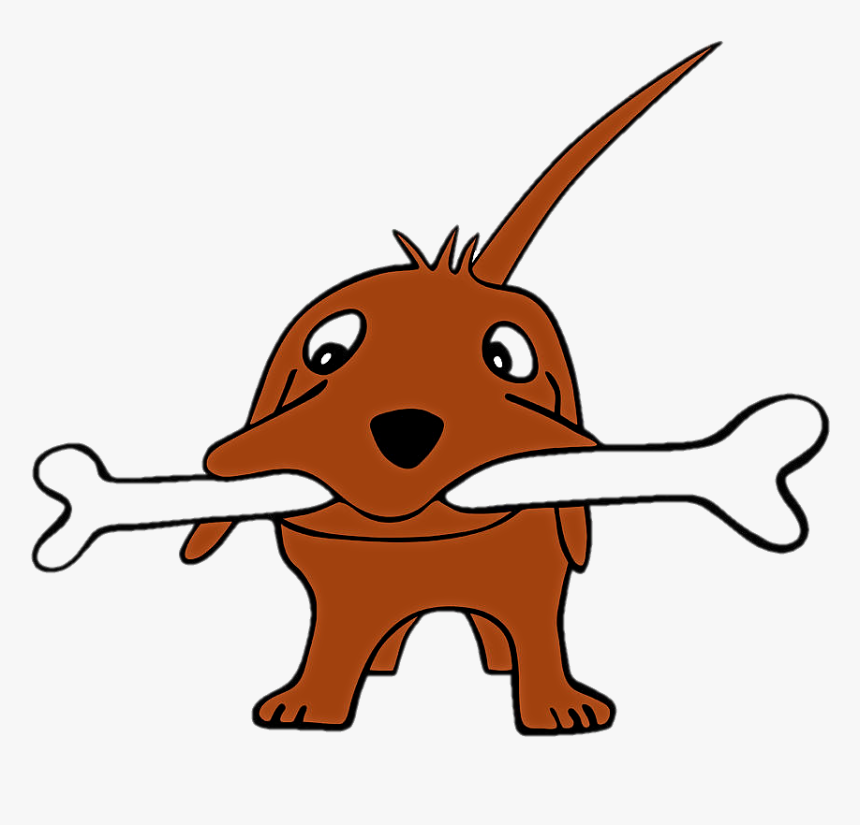 Grinning Pup With A Giant Bone Clipart - Dog, HD Png Download
