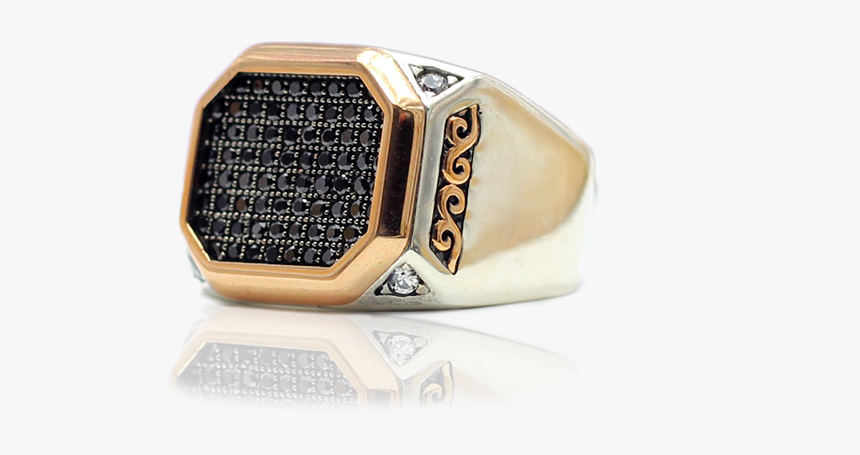 Sterling Silver Black Zircon Stone Mens Ring - Engagement Ring, HD Png Download