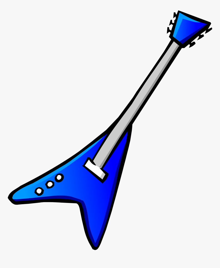 Blue Electric Guitar Icon - Club Penguin Blue Guitar, HD Png Download
