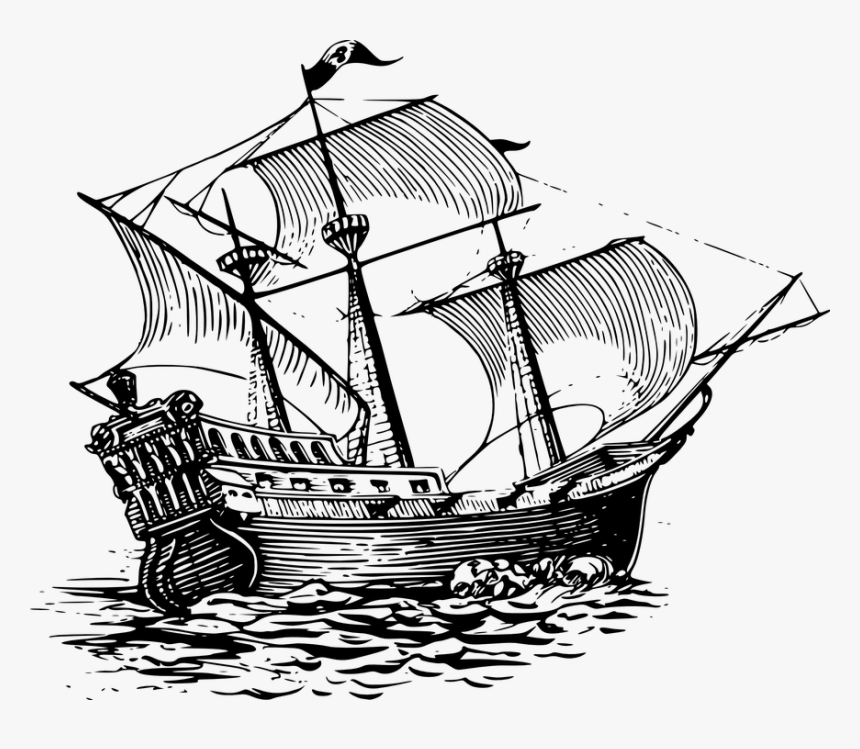 Barco Pirata @paganiimarcos - Sailing Ship Line Art, HD Png Download