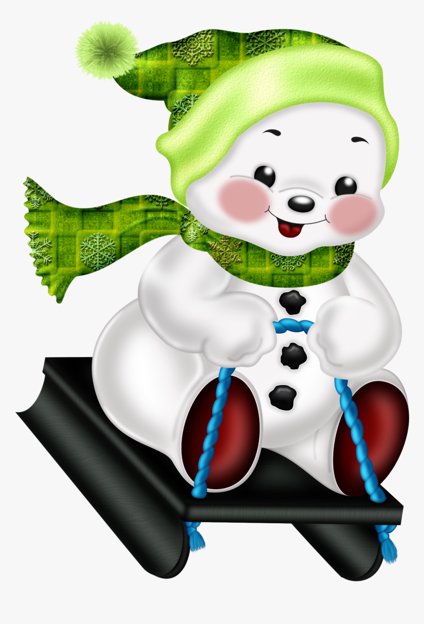 Muñeco De Nieve En Trineo , Png Download - Clip Art Christmas Sled, Transparent Png