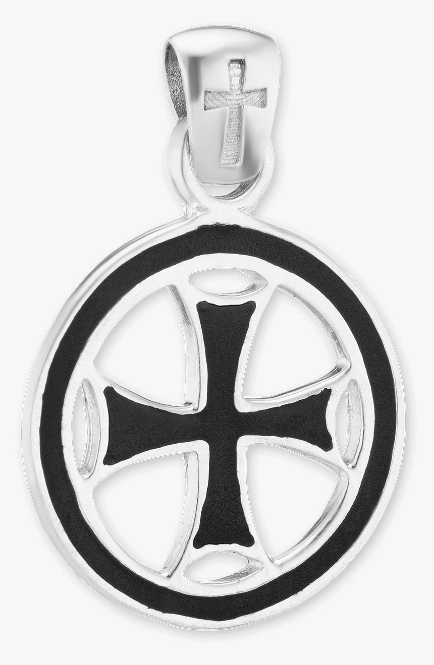 Sterling Silver Maltese Cross Medallion With Black - Locket, HD Png Download