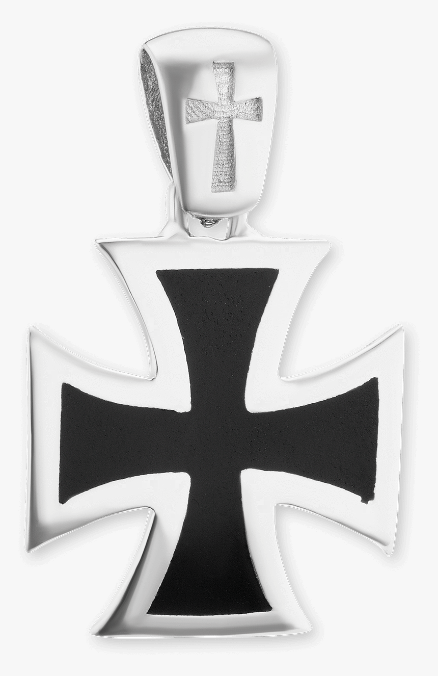 Sterling Silver Maltese Cross With Black Enamel - Locket, HD Png Download