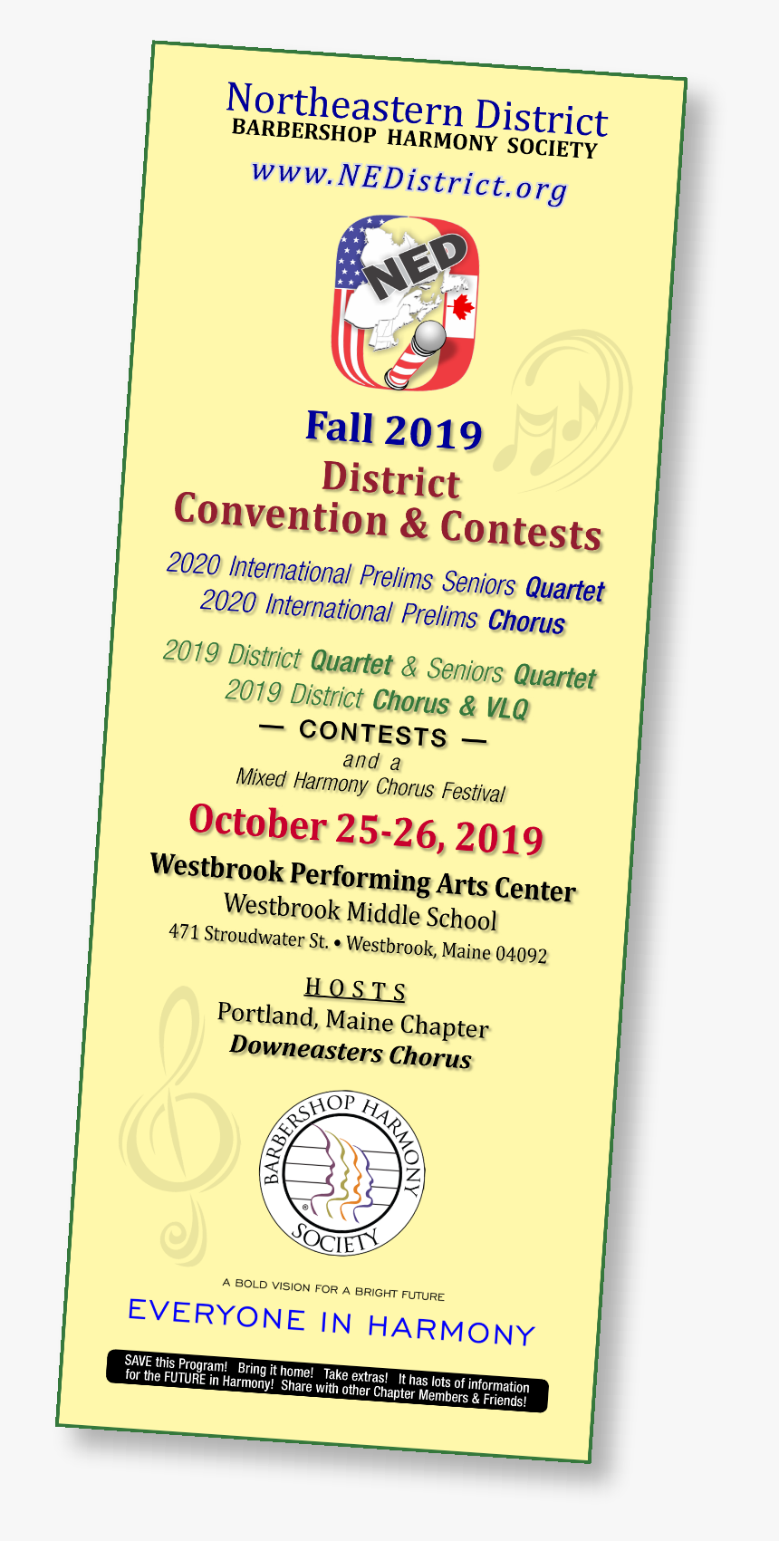 2019 Progcover2 Web Working2 - Barbershop Harmony Society, HD Png Download