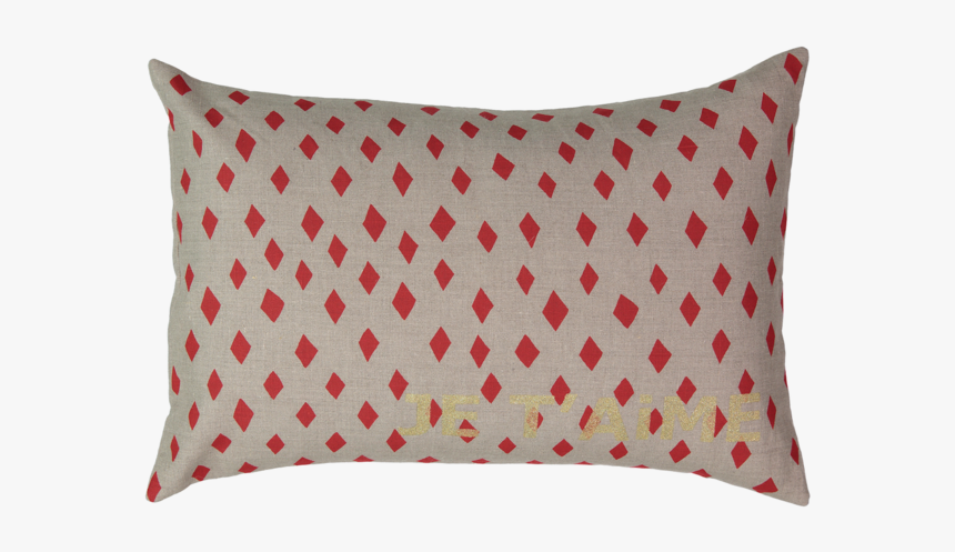 Je T Aime Carte Cushion With Red Diamond In Coconut - Cushion, HD Png Download