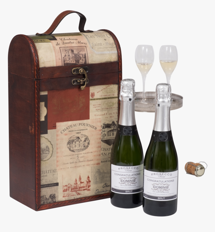 Half Bottles Of Personalised Prosecco In Vintage Label - Glass Bottle, HD Png Download