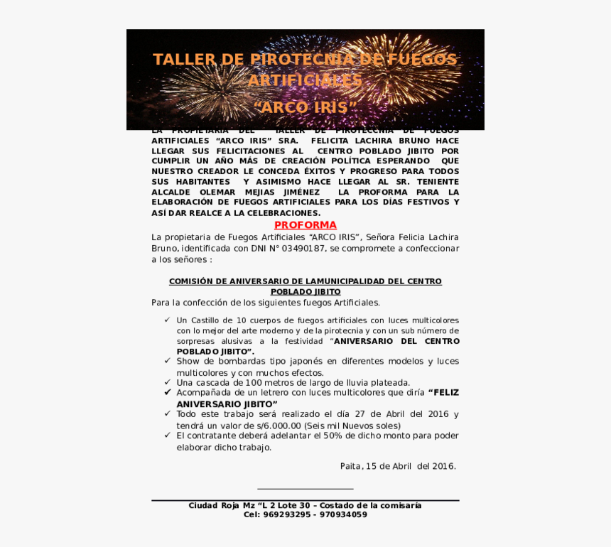 Proforma De Fuegos Artificiales, HD Png Download