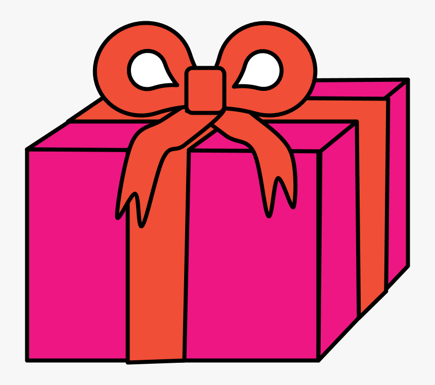 Gift, Magenta Wrapping Paper, Red Ribbon - Gift Black And White, HD Png Download