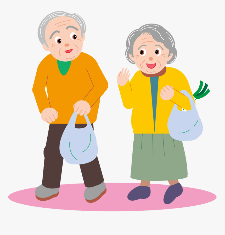 Couple Drawing Cartoon Clip - Elderly Clipart, HD Png Download