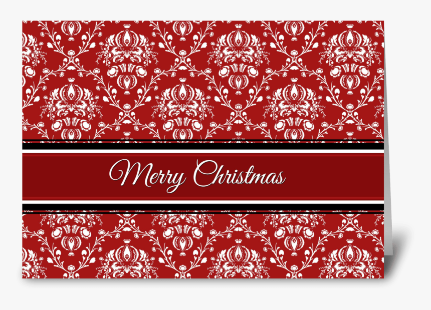 Merry Christmas Red Damask Greeting Card - Greeting Card, HD Png Download