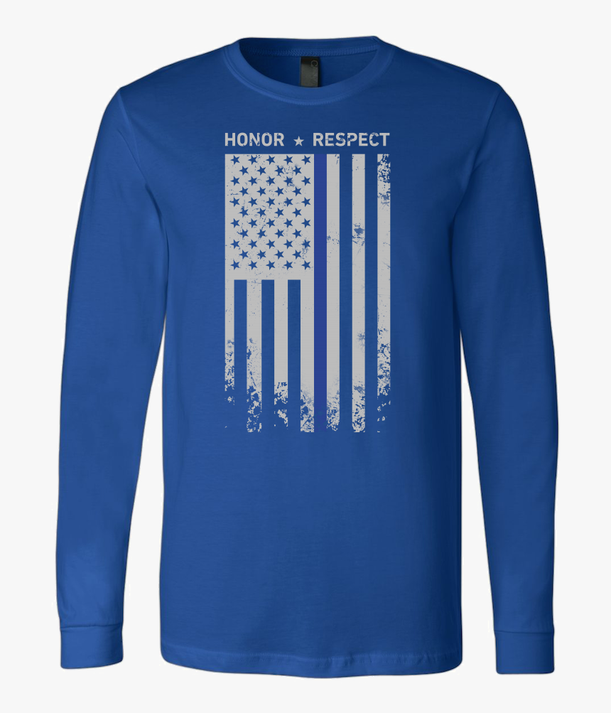 Threadrock Honor Respect Thin Blue Line Flag Flowy - Long-sleeved T-shirt, HD Png Download