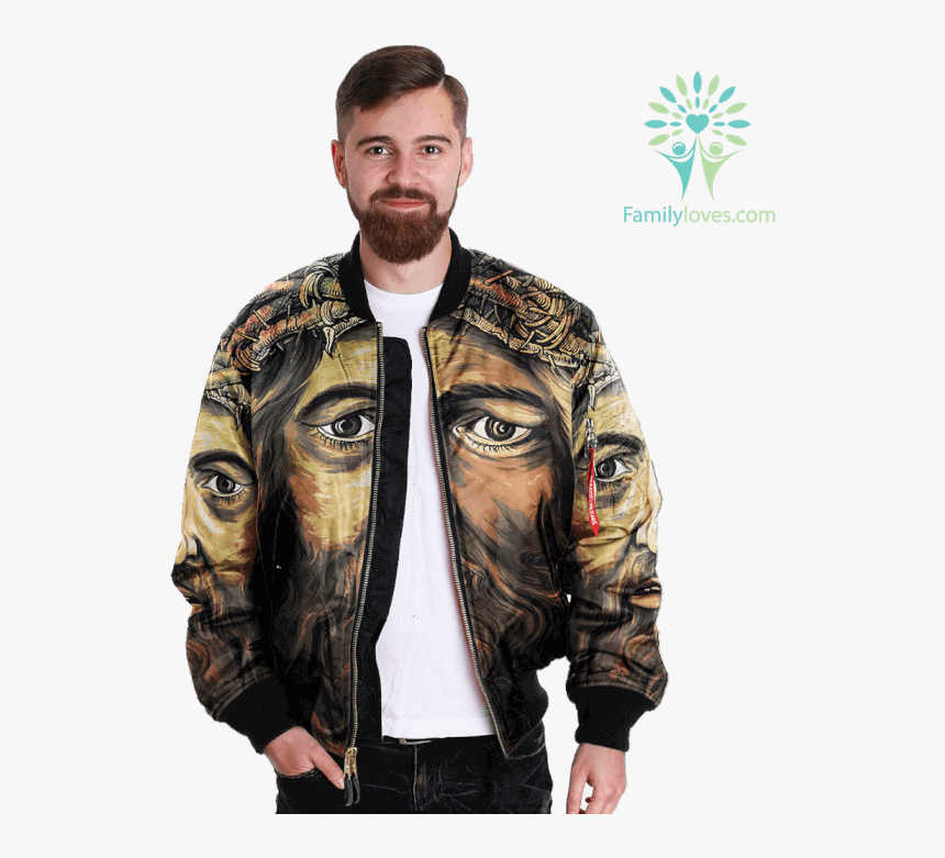 Retrato De Jesucristo Over Print Jacket %tag Familyloves - Jacket, HD Png Download