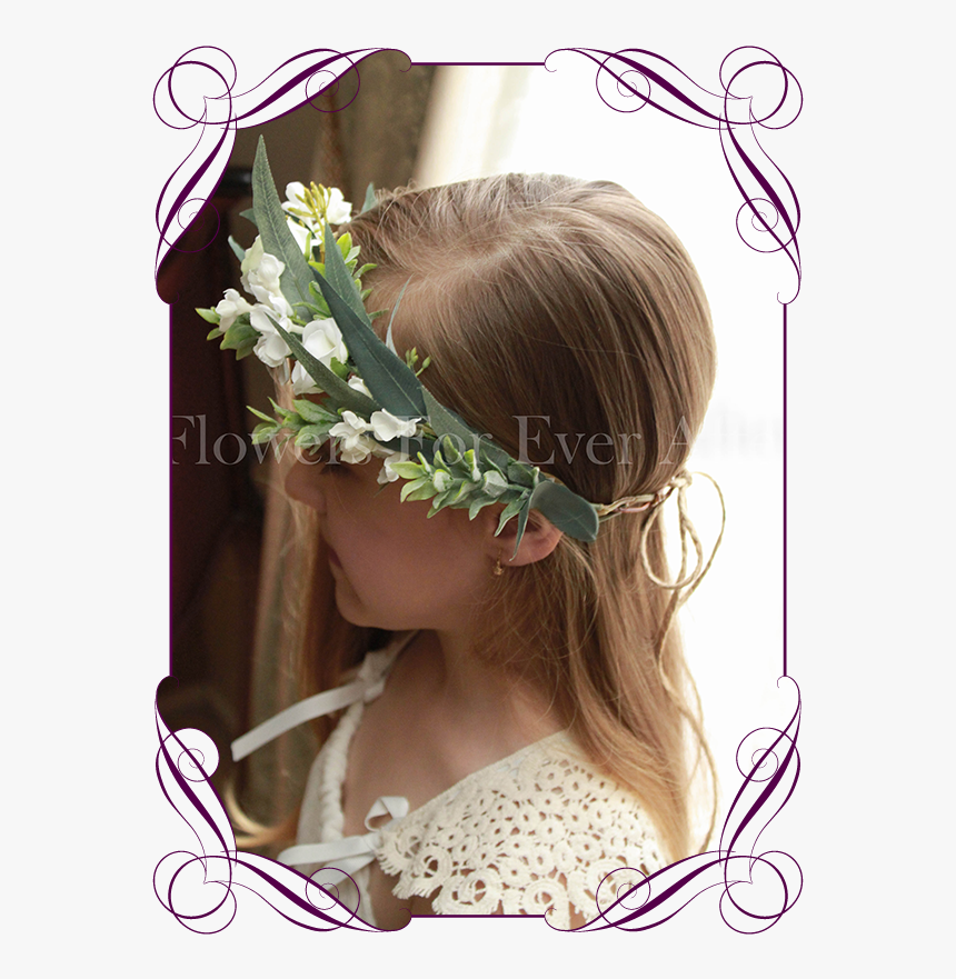 Silk Artificial White Wedding Floral Crown / Halo With - Girl, HD Png Download