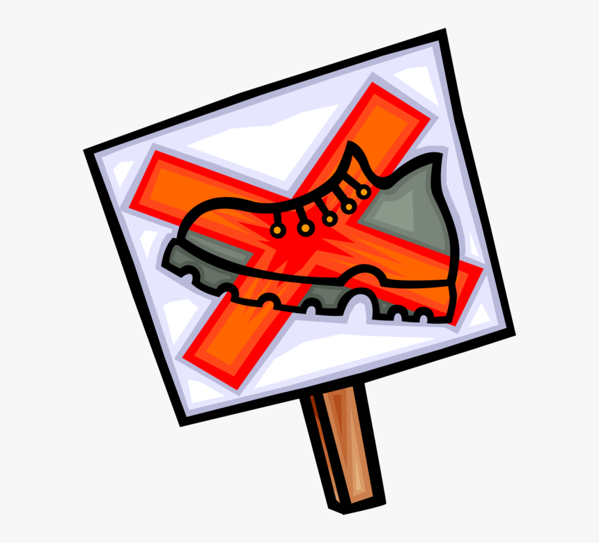 Vector Illustration Of No Hiking Or Do Not Walk Sign - Sign, HD Png Download