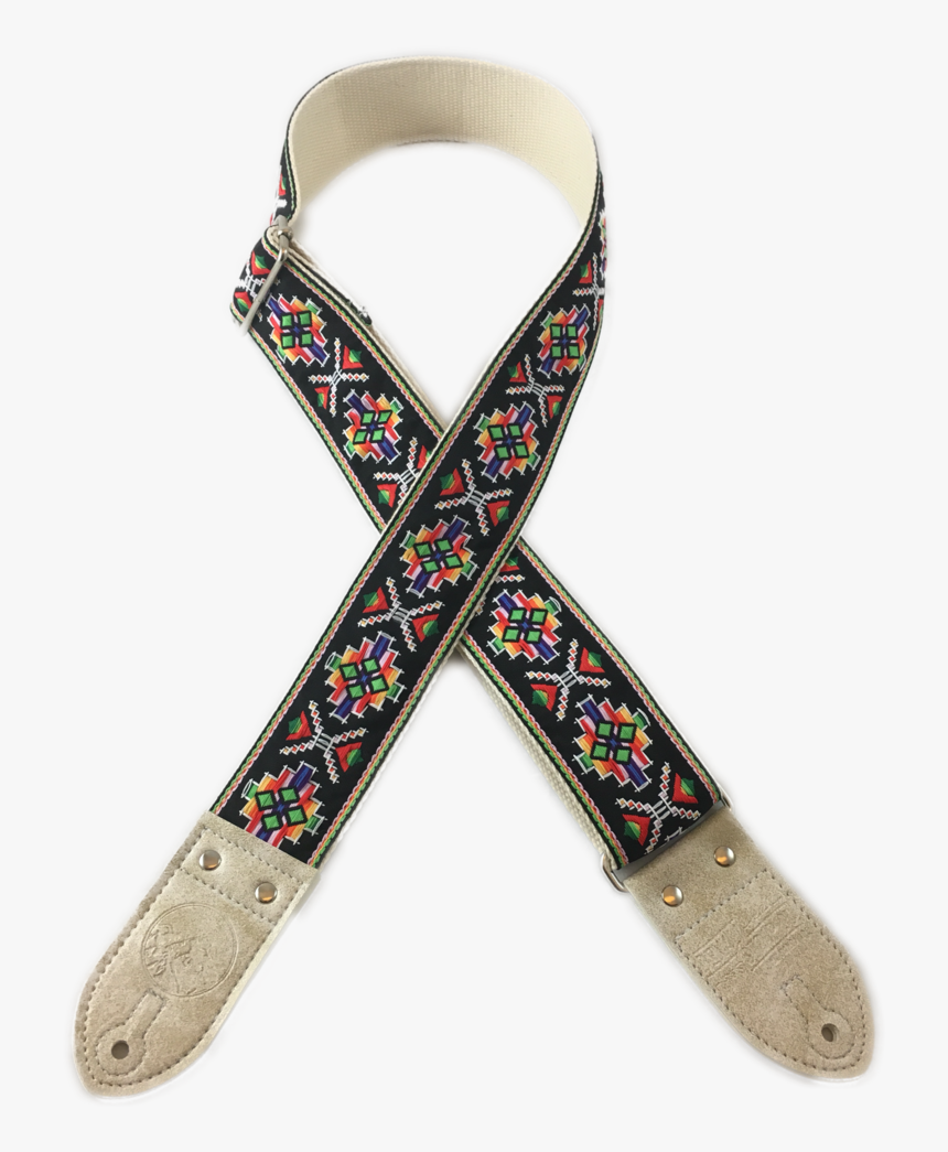 Black & Cream Southwest Vintage Ribbon Guitar Strap - Buckle, HD Png Download