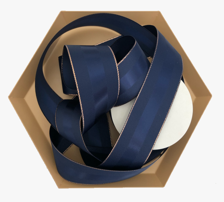 Navy Ribbon With Gold Trim, HD Png Download