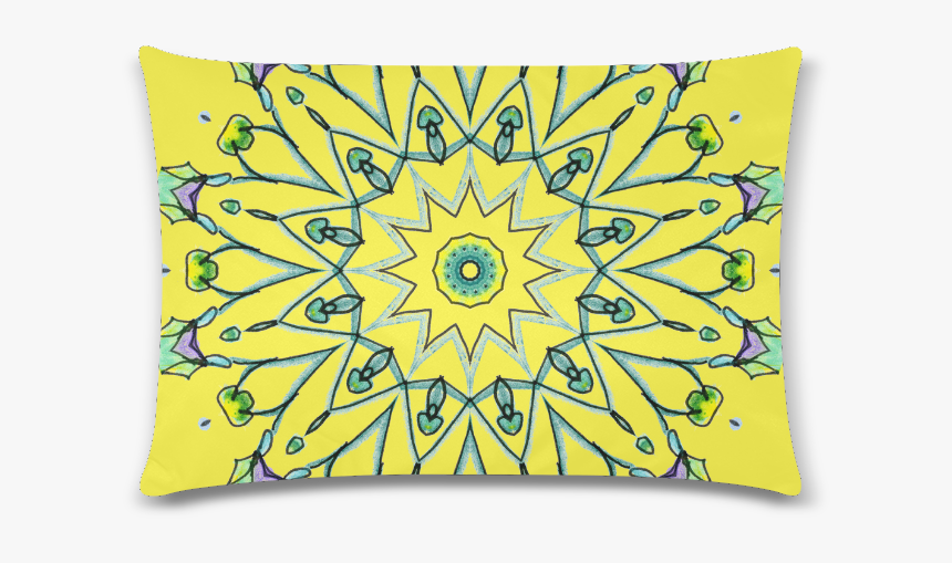 Green Vines Leaves Star Wheel Matrix Mandala Lemon - Cushion, HD Png Download