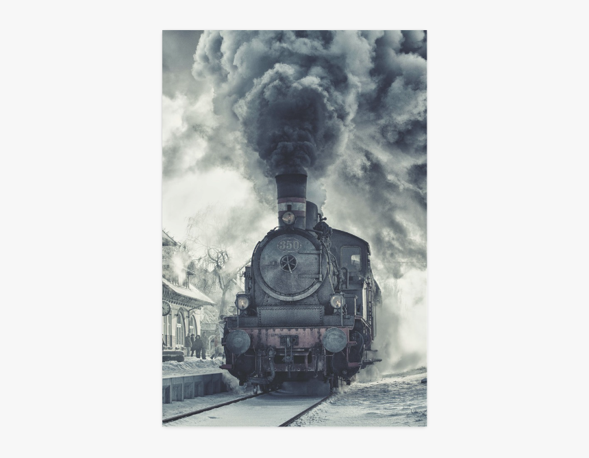 Steam Train Poster 16 X24 - Smokestack On A Train, HD Png Download