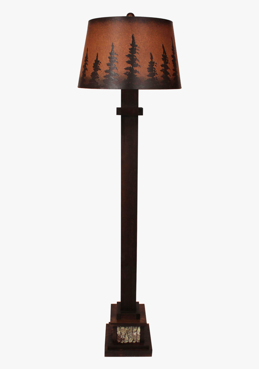 Aspen Square Wooden Floor Lamp With Poplar Bark Accent- - Lamp, HD Png Download