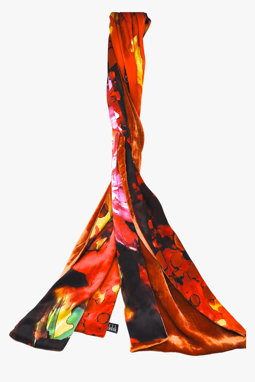 Lovejoy Oblong Scarf In Caramel Velvet & Floral Silk - Illustration, HD Png Download