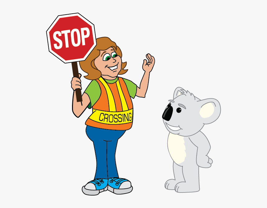 Crossing Guard With Koala - Stop Sign Clip Art, HD Png Download