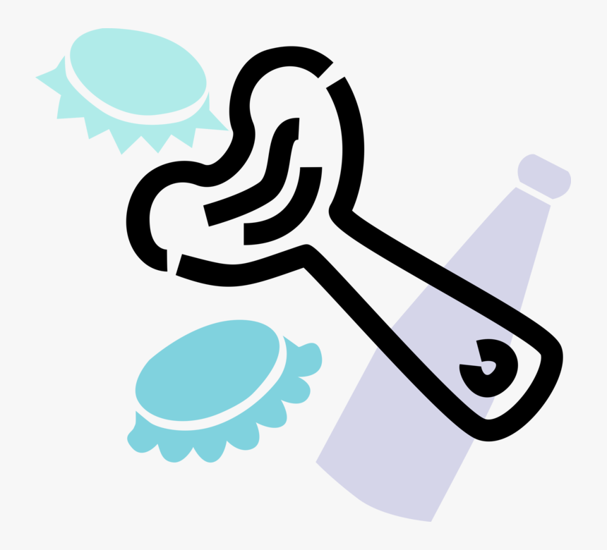 Vector Illustration Of Bottle Opener With Bottle Caps,, HD Png Download