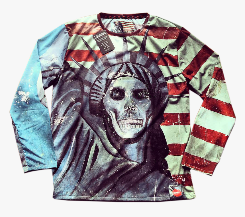 Liberty Skull Kiss Cut & Sew Top - Statue Of Liberty, HD Png Download
