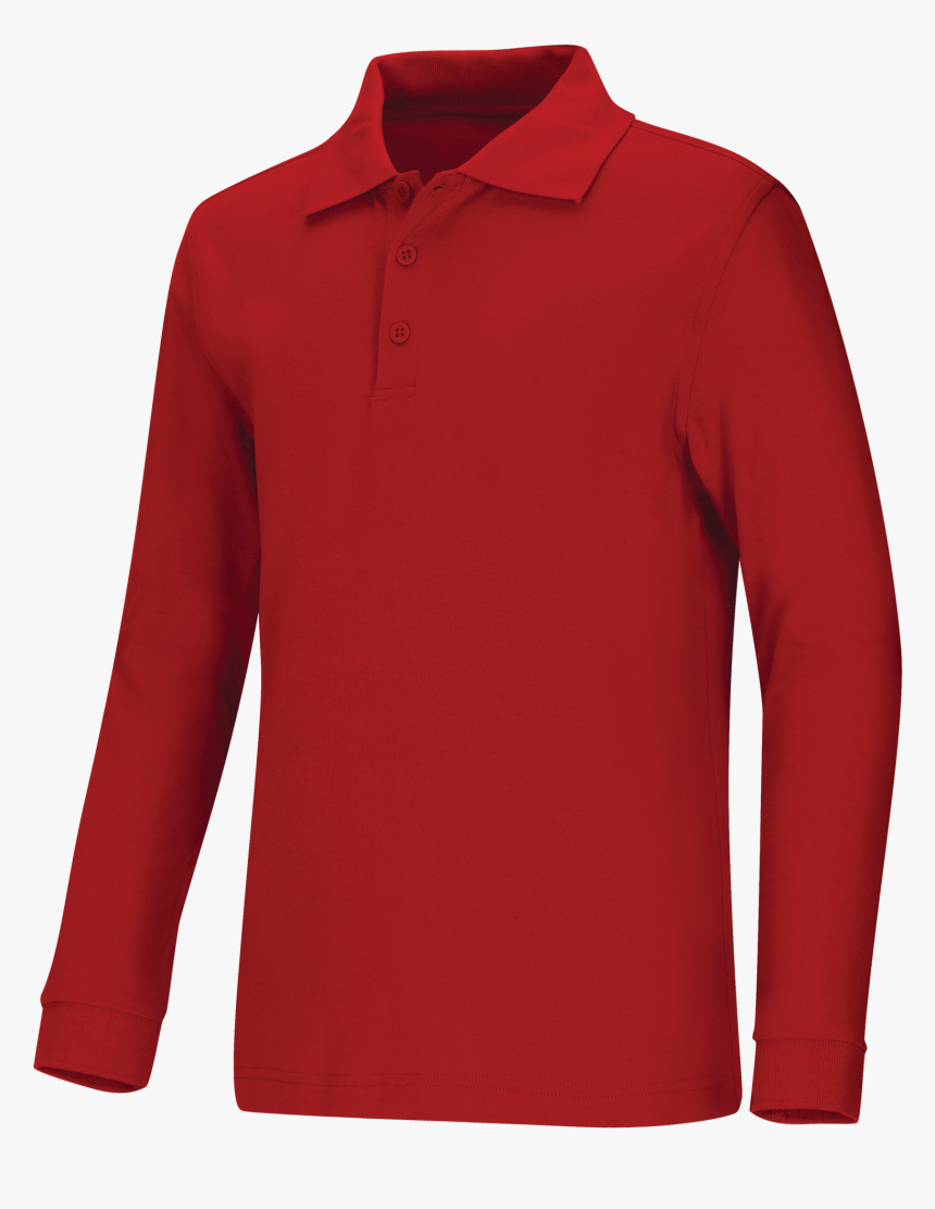 Red Shirt Long Sleeve Polo Png, Transparent Png